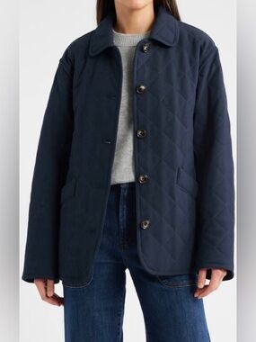Bernardo Diamond Quilted Jacket in Navy